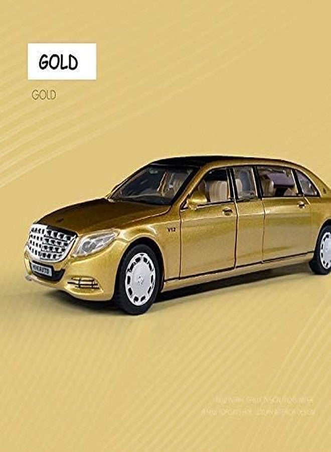 KENIRY 1:32 Scale Mercedess Die-Cast Metal Car with Sport car Openable Doors Light and Sound,Pull Back Function Indoor Outdoor Toy for Kids (Mercedess New Version) (Long Maybach-Golden) - Image 4